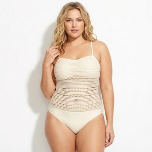 Robin Piccone Perla Badeau One-Piece Cream Bohemian Crochet Swimsuit
